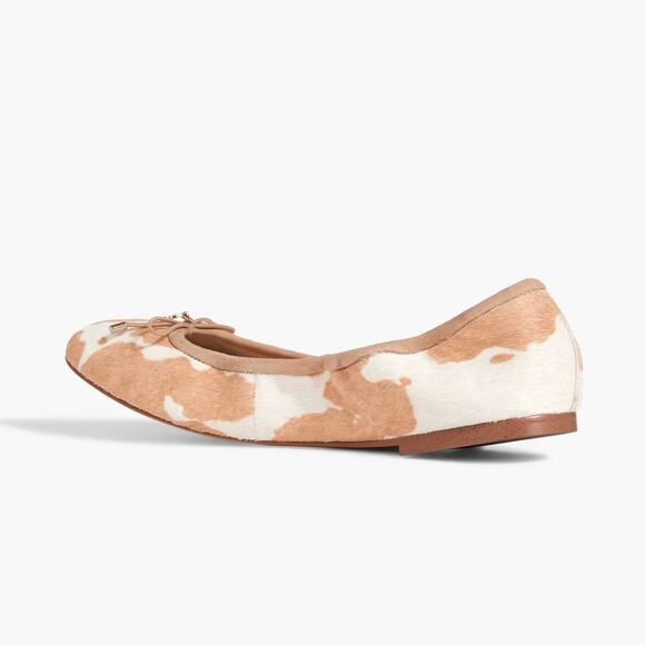 NIB Sam Edelman Felicia 9M Ballet Flats Printed Calf Hair Natural Ivory - Picture 4 of 9